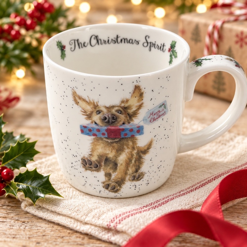Royal Worcester Wrendale Designs The Christmas Spirit Puppy Mug Hannah Dale